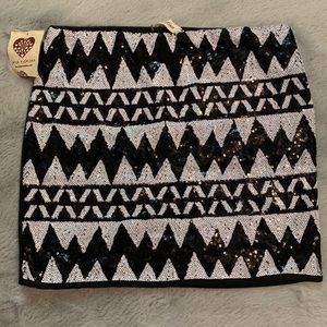 I. joah Sequin Mini Skirt Tribal Print